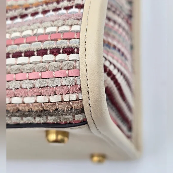 Coach Field Tote In Upwoven Leather, Chalk Multi - Picture 5 of 16